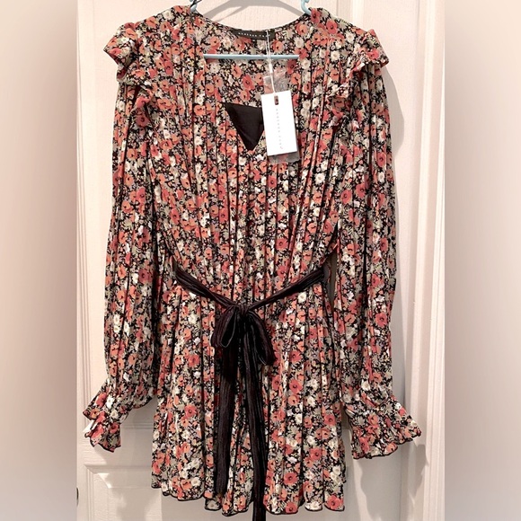 NWT Revolve | Endless Rose Pleated Floral Romper Ruffled w Bishop Sleeves CL3 - Picture 2 of 12